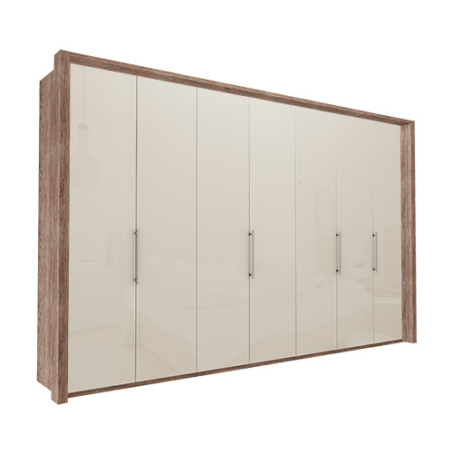Garderob Atlanta - Mörk rustik ek 350 cm, 236 cm, Med ram