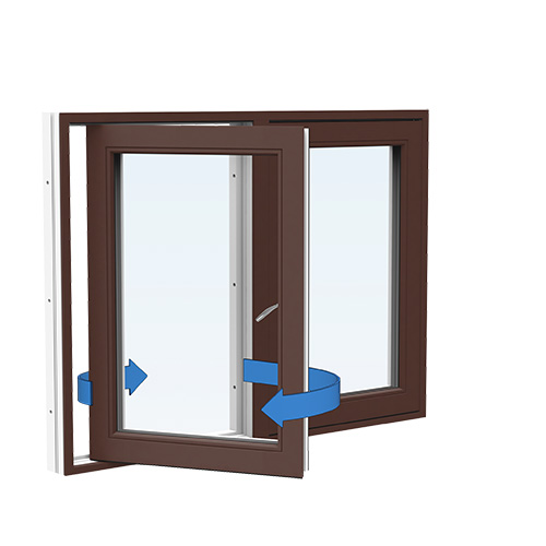 Energi Aluminium Sideswing-fönster 16, 15, Nötbrun