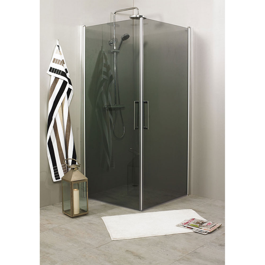 Duschvägg Noro Fix Trend Rak 900 x 900 mm, Rökfärgat glas