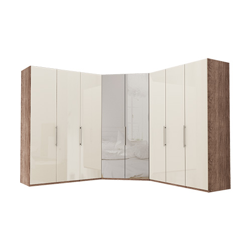 Garderob Atlanta - Mörk rustik ek 150 + walk-in + 150, 216 cm