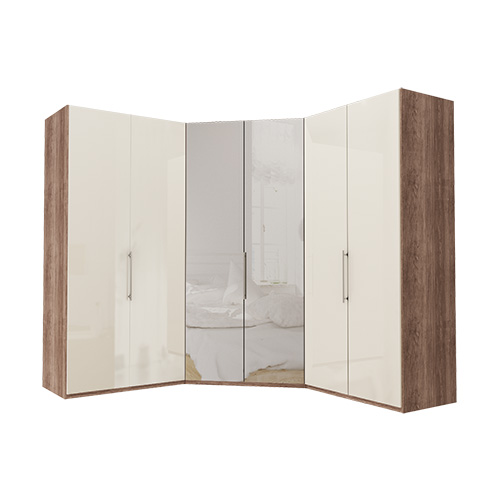 Garderob Atlanta - Mörk rustik ek 100 + walk-in + 100, 236 cm