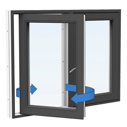 Energi Aluminium Sideswing-fönster 15, 12, Antracitgrå