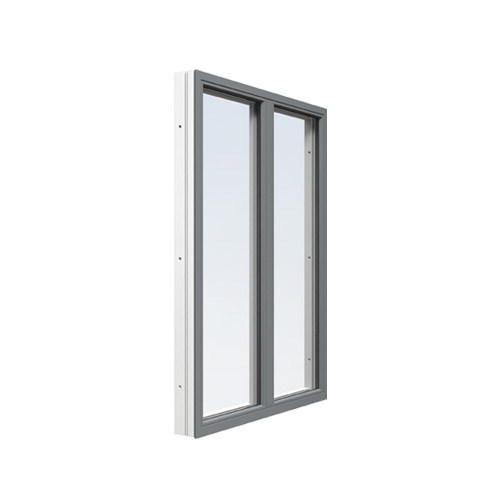 Energi Aluminium Fast fönster med mittpost 10, 5, Askgrå
