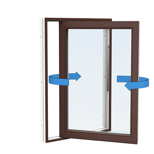 Energi Aluminium Sideswing-fönster 7, 8, Nötbrun