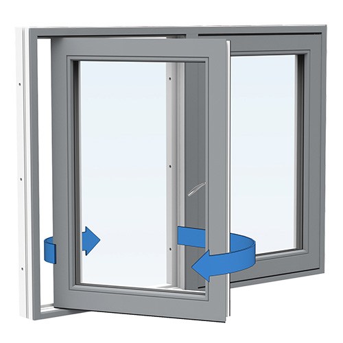 Energi Aluminium Sideswing-fönster 17, 13, Askgrå