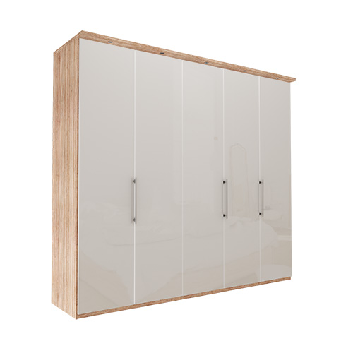 Garderob Atlanta - Ljus rustik ek 250 cm, 216 cm, Med kornisch