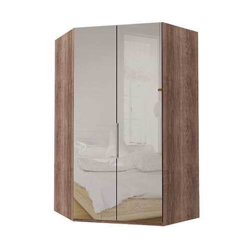 Walk-in Atlanta garderob 236 cm, Spegel, Mörk rustik ek