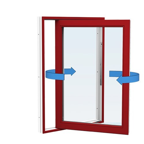 Energi Aluminium Sideswing-fönster 10, 8, Röd