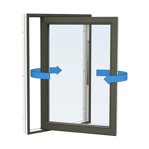 Energi Aluminium Sideswing-fönster 8, 7, Olivgrön