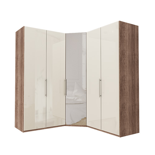 Garderob Atlanta - Mörk rustik ek 100 + hörn + 100, 216 cm