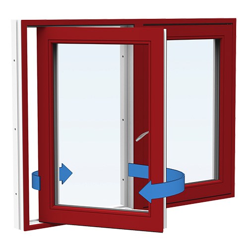Energi Aluminium Sideswing-fönster 13, 11, Röd