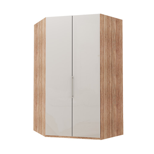 Walk-in Atlanta garderob 236 cm, Vitt glas, Ljus rustik ek