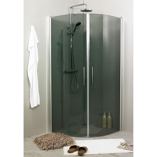 Duschvägg Noro Fix Trend rund 800 x 900 mm , Rökfärgat glas