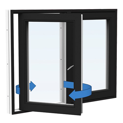 Energi Aluminium Sideswing-fönster 18, 12, Svart